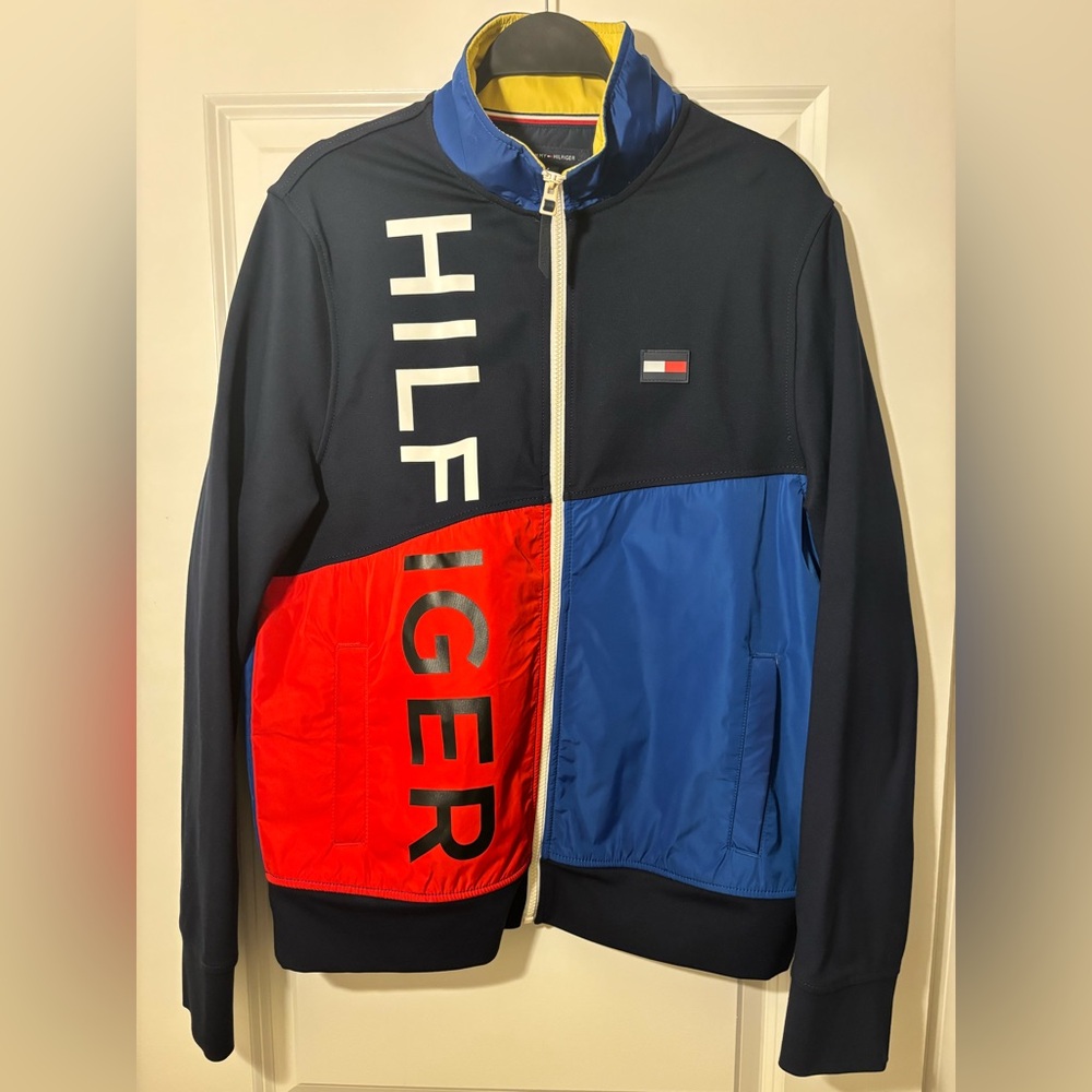 Tommy Hilfiger Men's Bold Blue and Red Windbreaker